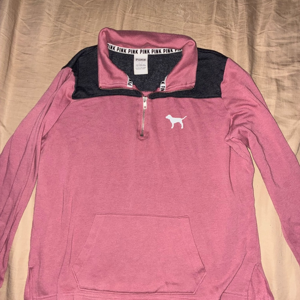 Victoria's Secret Pink and Gray Pullover Quarter zip